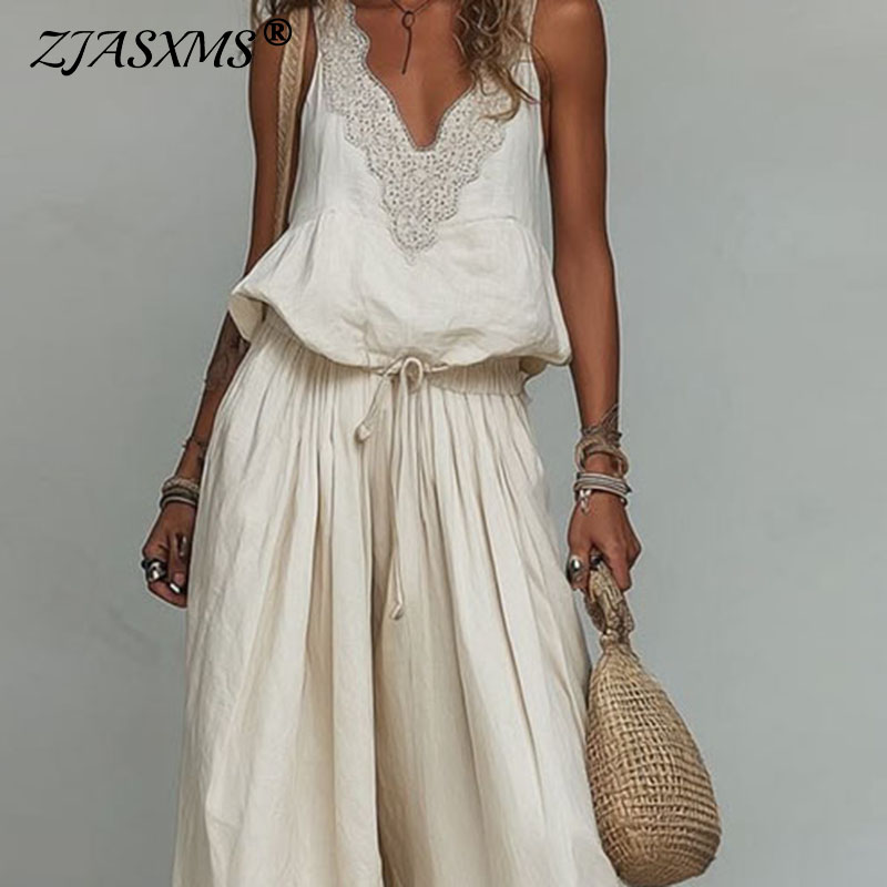 Cami Top Lace - Kadın Kolsuz Dantel V Yaka Seti