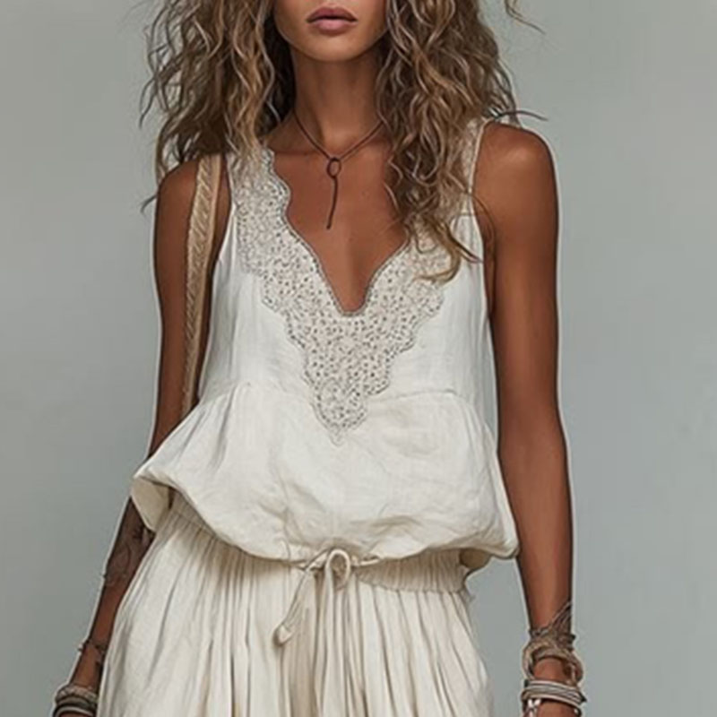 Kadın Kolsuz Dantel V Yaka Set - Cami Top Lace incelemesi ve fiyatı
